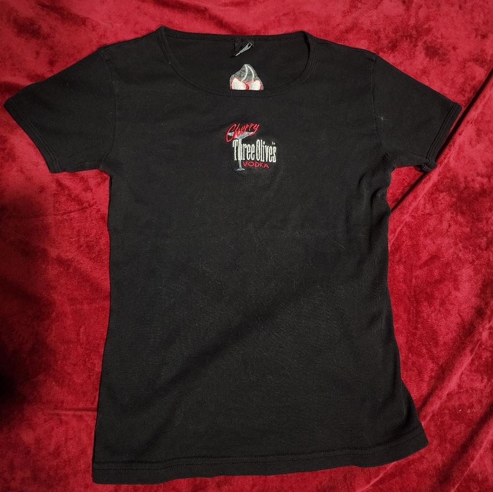 Crop top cherries shirt black